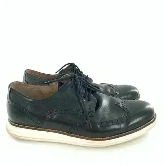 Cole Haan grand os mens Oxfords sz 11 black leather brogue wingtip lightweight - Picture 1 of 14